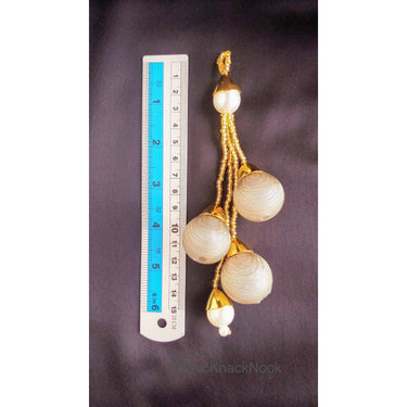 Grey Art Silk Fabric Balls Bunch Beaded Tassels, Latkan, Embellishments